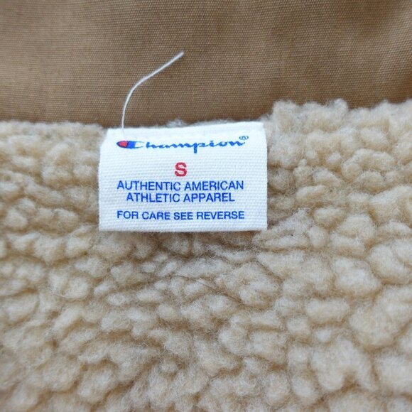 RARE Vintage CHAMPION Jacket Small Tan Canvas Camel Coach Oatmeal Fleece Field - Picture 7 of 15